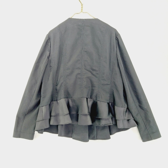 Lane Bryant Blazer Overcoat Black Zip Double Weave Stretch Blazer P6004 - Picture 4 of 7